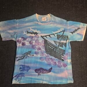 Vintage 90s Hot Tropics Single Stitch all over print tee